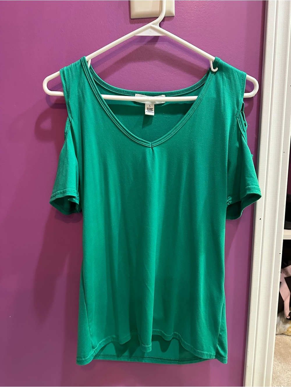 eye candy Teal Green Cold-Shoulder V-Neck Top